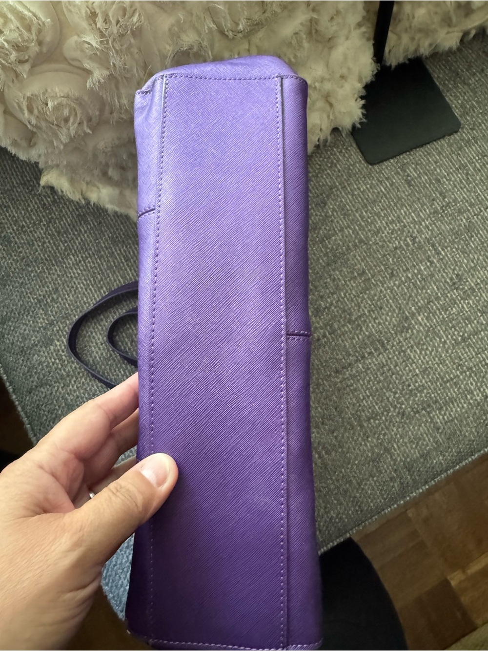 Joy Mangano Purple Saffiano Faux Leather Large Tote Shoulder Bag - Picture 6 of 9